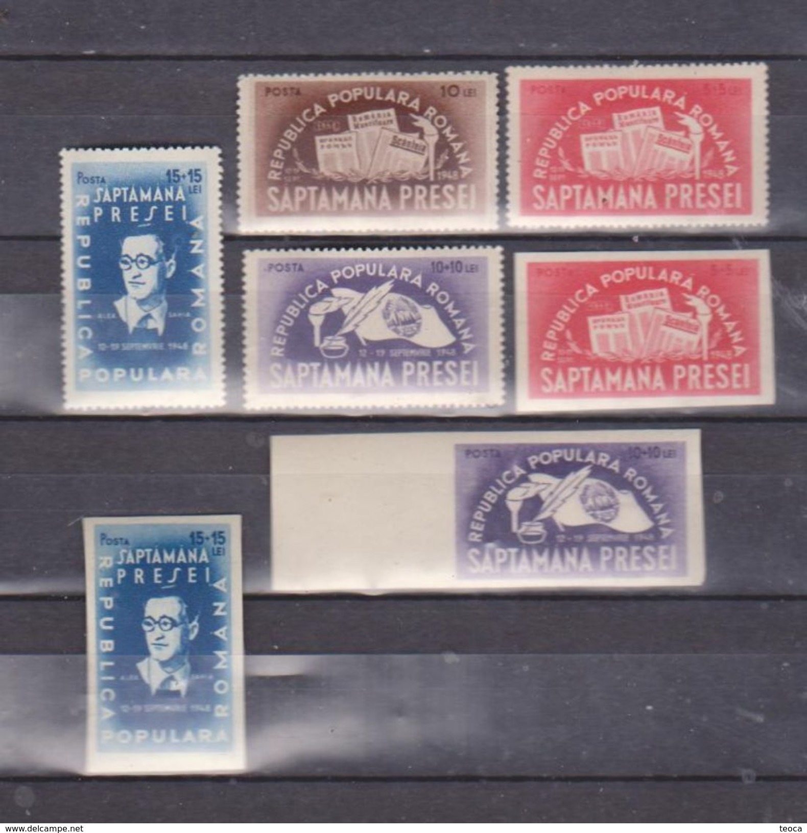 ROMANIA 1948, MI 1154/57 A,B , MNH   DANTELAT,NEDANTELAT..PERFECT AND IMPERFECT, - Ongebruikt