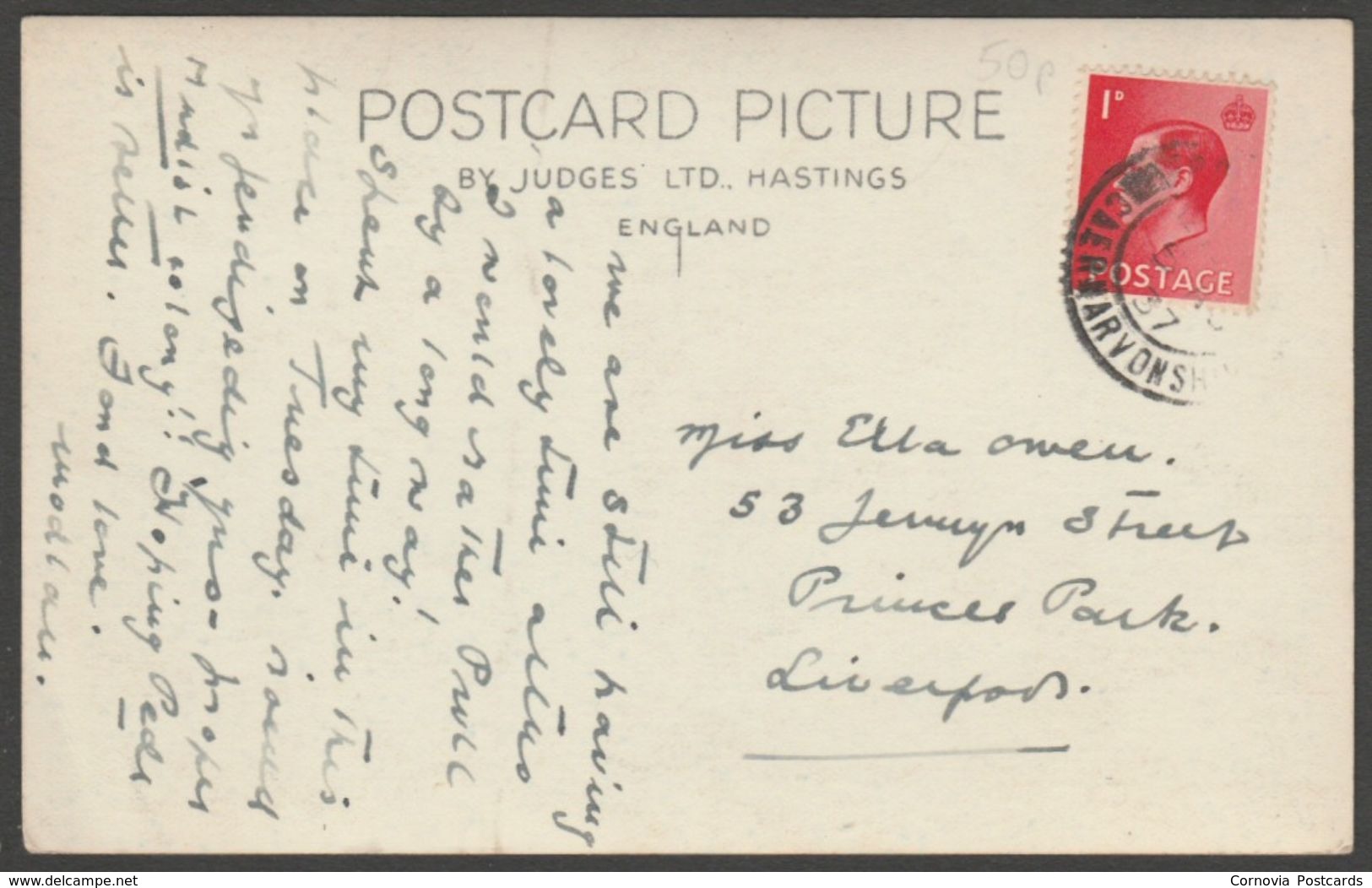 Garreg Goch, Borth-y-Gest, Caernarvonshire, 1937 - Judges RP Postcard - Caernarvonshire