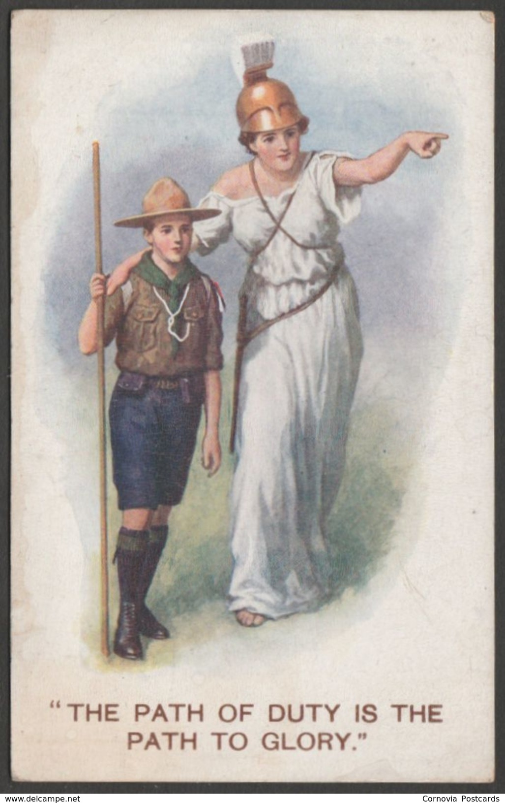 Boy Scout & Britannia, The Path To Glory, C.1916 - Mack Postcard - Scouting