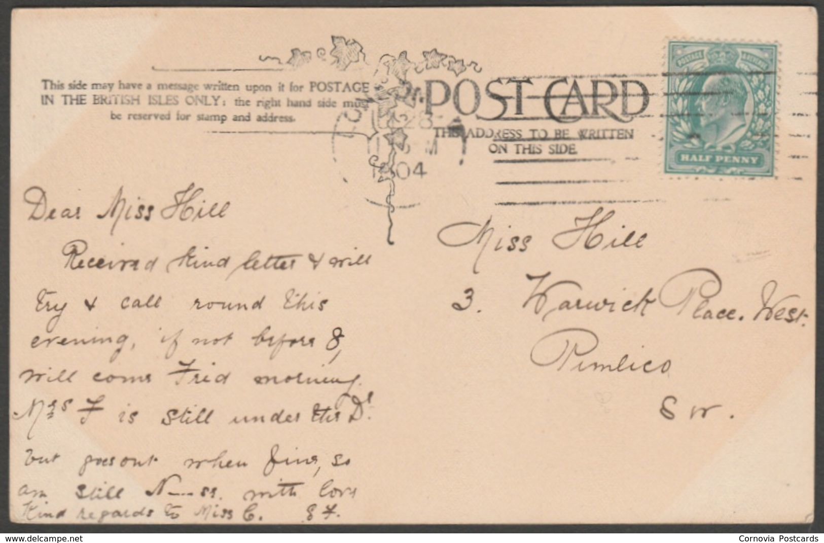 Dickens' Sairey Gamp, I Intend Calling Upon You, 1904 - Faulkner Postcard - Humour