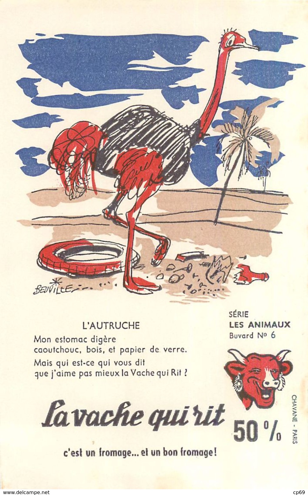 Série de 10 Buvards BEUVILLE avec sa Pochette d'Origine Animaux La Vache Qui Rit En Assez B.Etat