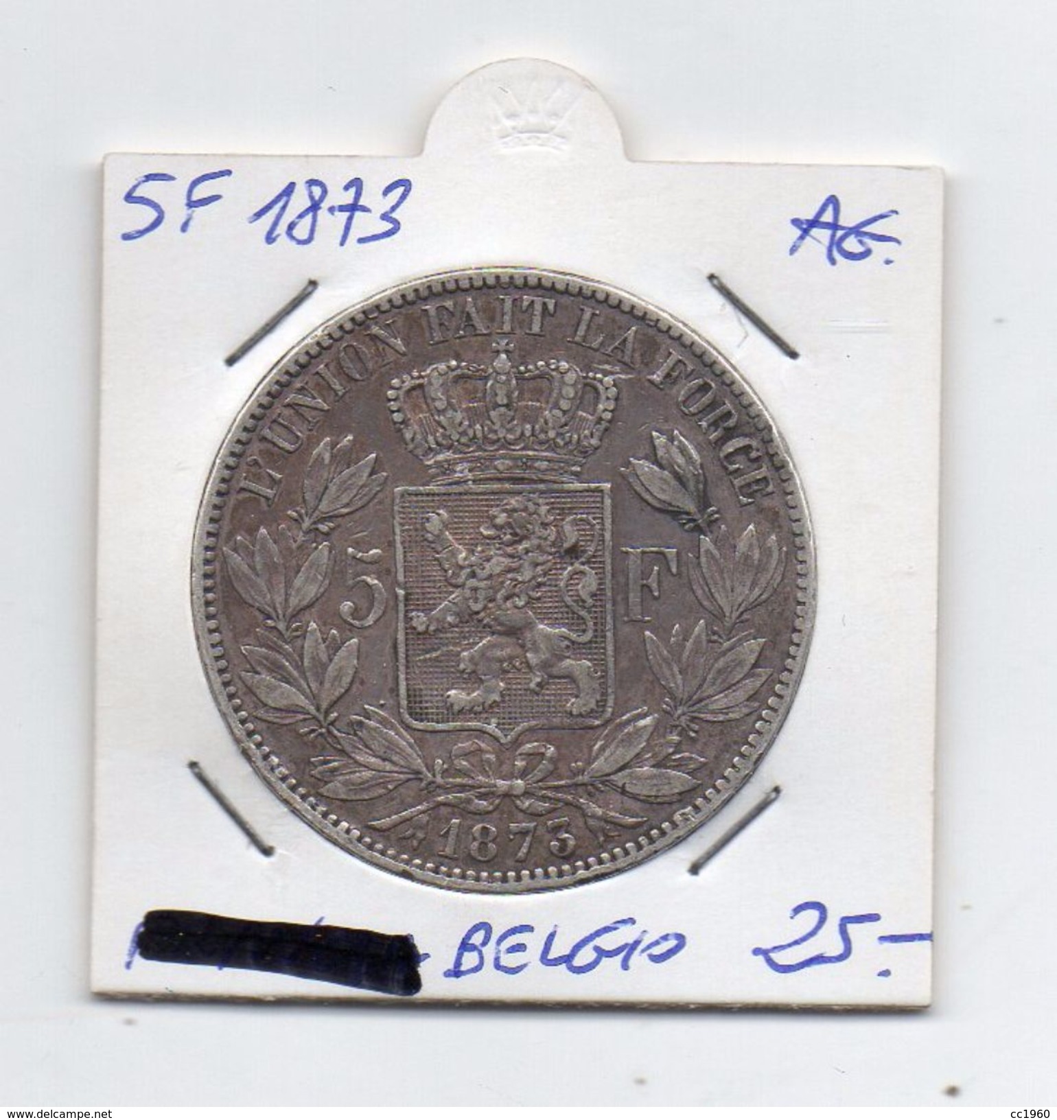 Belgio - 1873 - 5 Franchi Leopoldo II° - Argento - (MW83) - 5 Francs