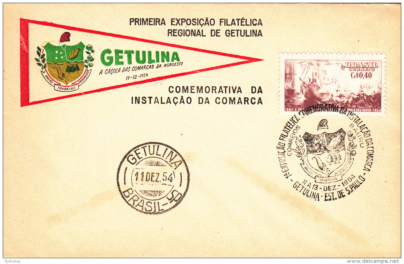 Brazil Cover 1954 Opening Day Getulina Philatelic Exposition Franked Scott #808 - Lettres & Documents