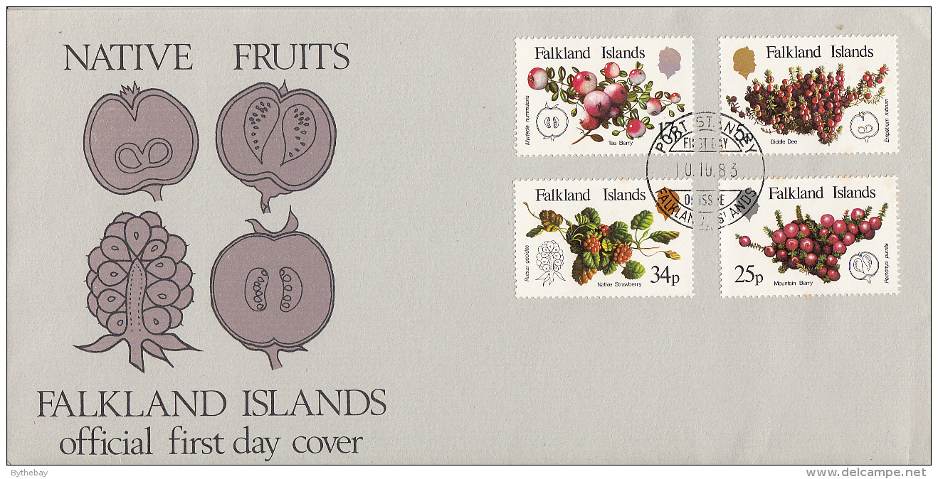 Falkland Islands FDC 1983 Scott #379-#382 Set Of 4 Local Fruits - Falkland