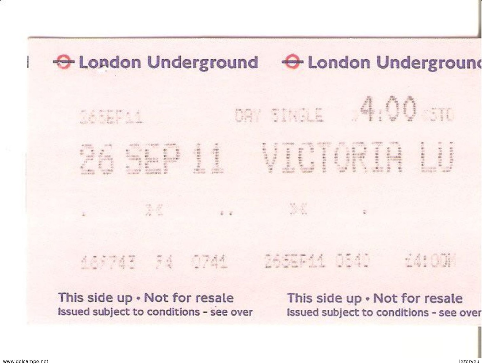 TICKET LONDON UNDERGROUND METRO DE LONDRES - Tickets - Entradas