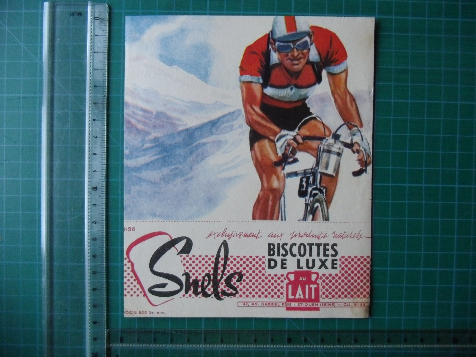 Buvard - Biscottes De Luxe Au Lait - Saint Ouen (Seine) - Cycliste - N° 98 - Other & Unclassified