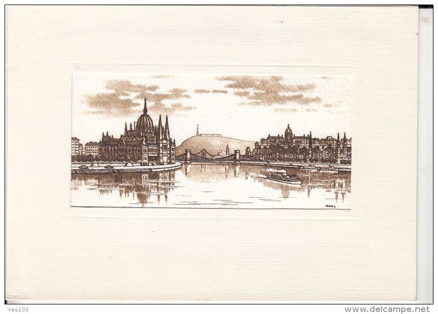 BUDAPEST VIEW, PARLIAMENT PALACE, BRIDGE, LUXE TELEGRAMME UNUSED, HUNGARY - Télégraphes