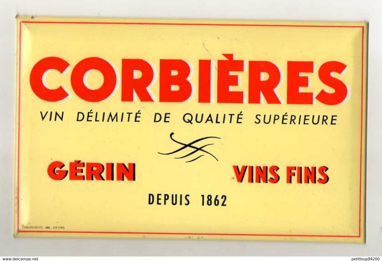 PLAQUE PUBLICITAIRE METAL CORBIERES  Gérin Vins Fins - Alimentaire