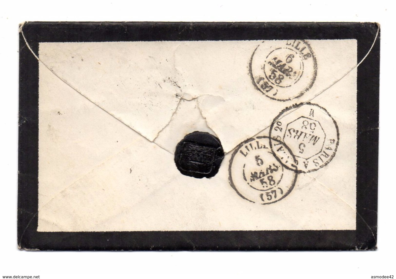 FRANCE LETTRE 1858  CACHETS  DOUAI  LILLE - 1853-1860 Napoléon III.