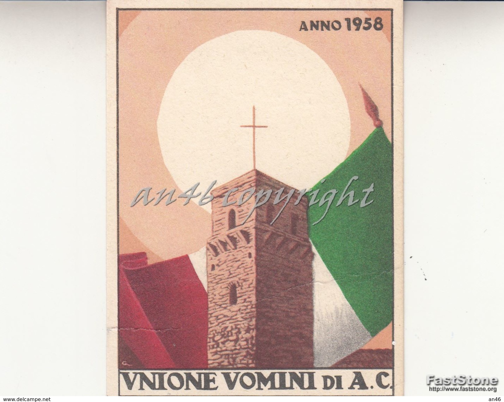 TESSERA_UNIONE UOMINI DI A.C.ANNO 1958 ( AZIONE CATTOLICA)_BUONO STATO DI CONSERVAZIONE_ORIGINALE 100%- - Publicidad