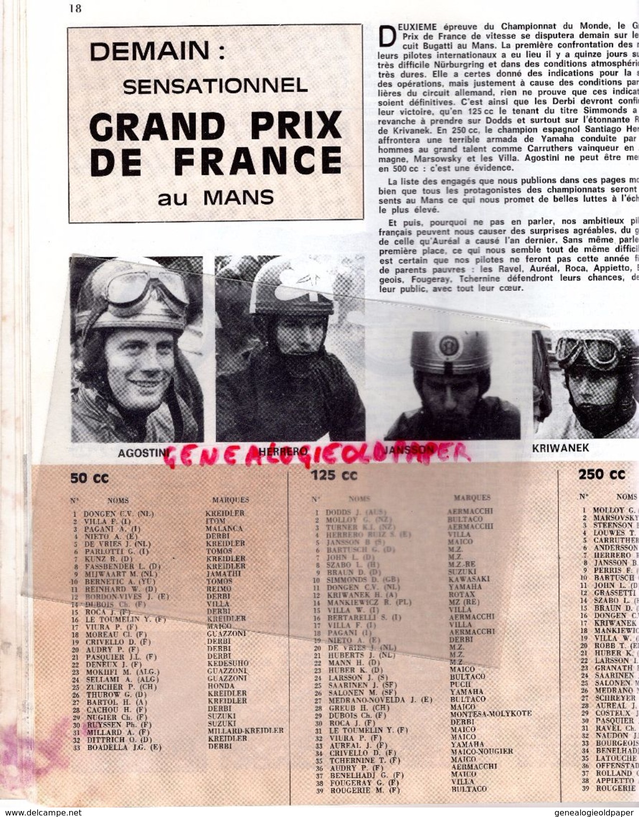 MOTO REVUE - N° 1980-16-5-1970-YAMAHA 125 DE VAN PE-BARCELONE-VESOUL-LE MANS- MALAGUTI- TORCE EN VALLEE-MONTLHERY-ITALIE