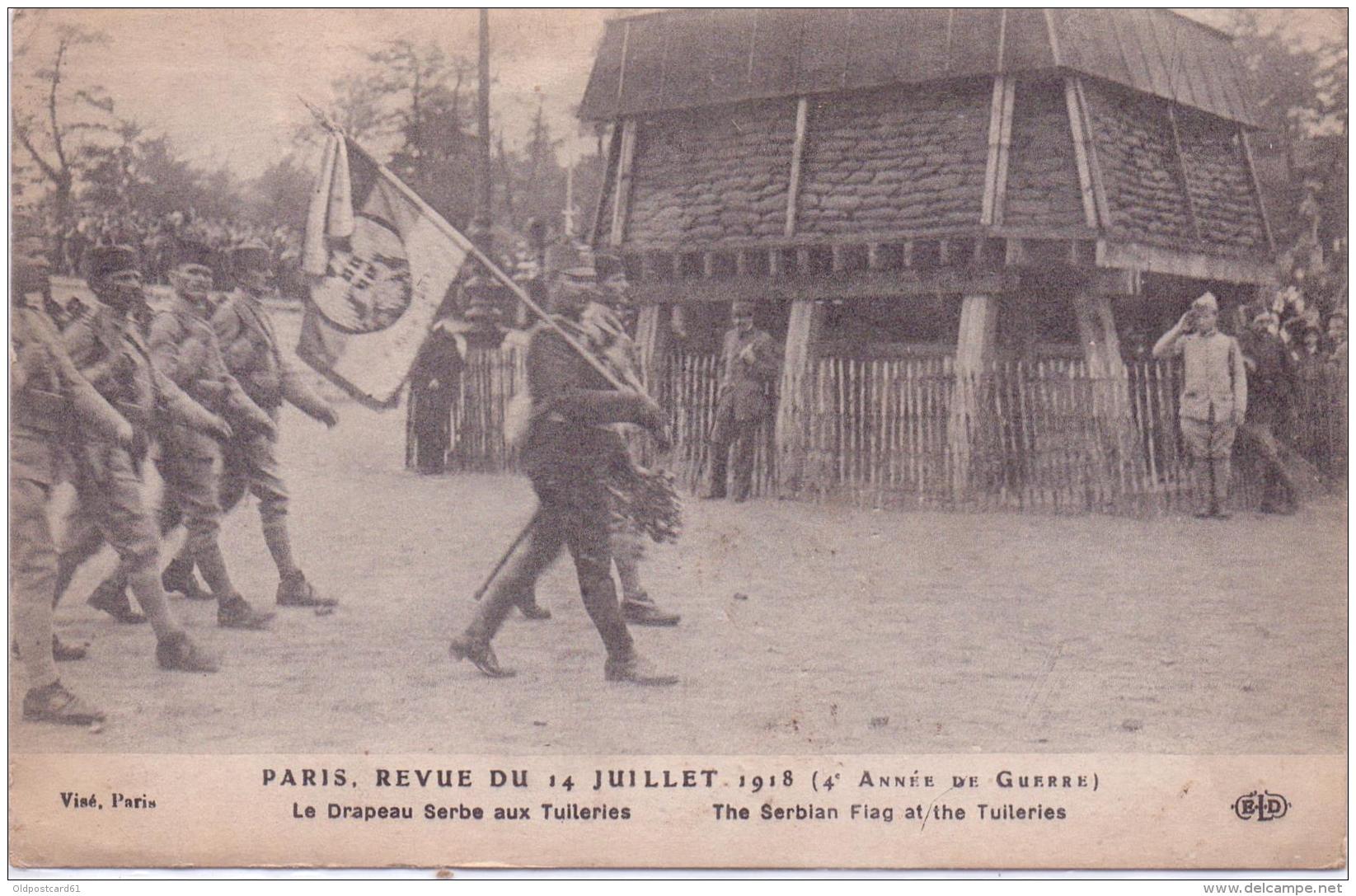 ALTE AK  SERBISCHE TRUPPEN Bei Feier 1918 In Paris - Frankreich / 1918 Beschrieben - Serbie