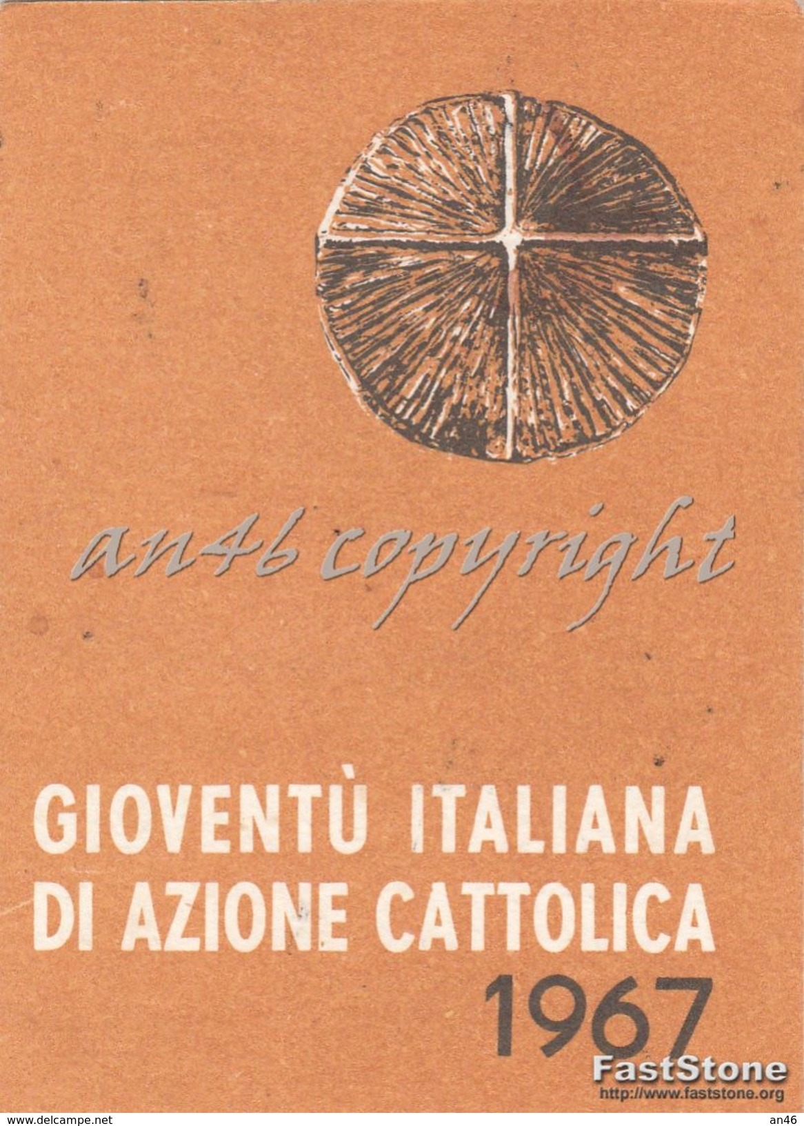 TESSERA_GIOVENTU' ITALIANA DI A.C.ANNO  1967 ( AZIONE CATTOLICA)-  _ORIGINALE 100%- - Pubblicitari