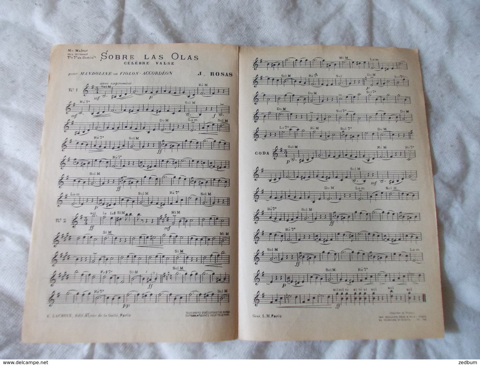 Partition Sobre Las Olas Par J. Rosas - Partitions Musicales Anciennes