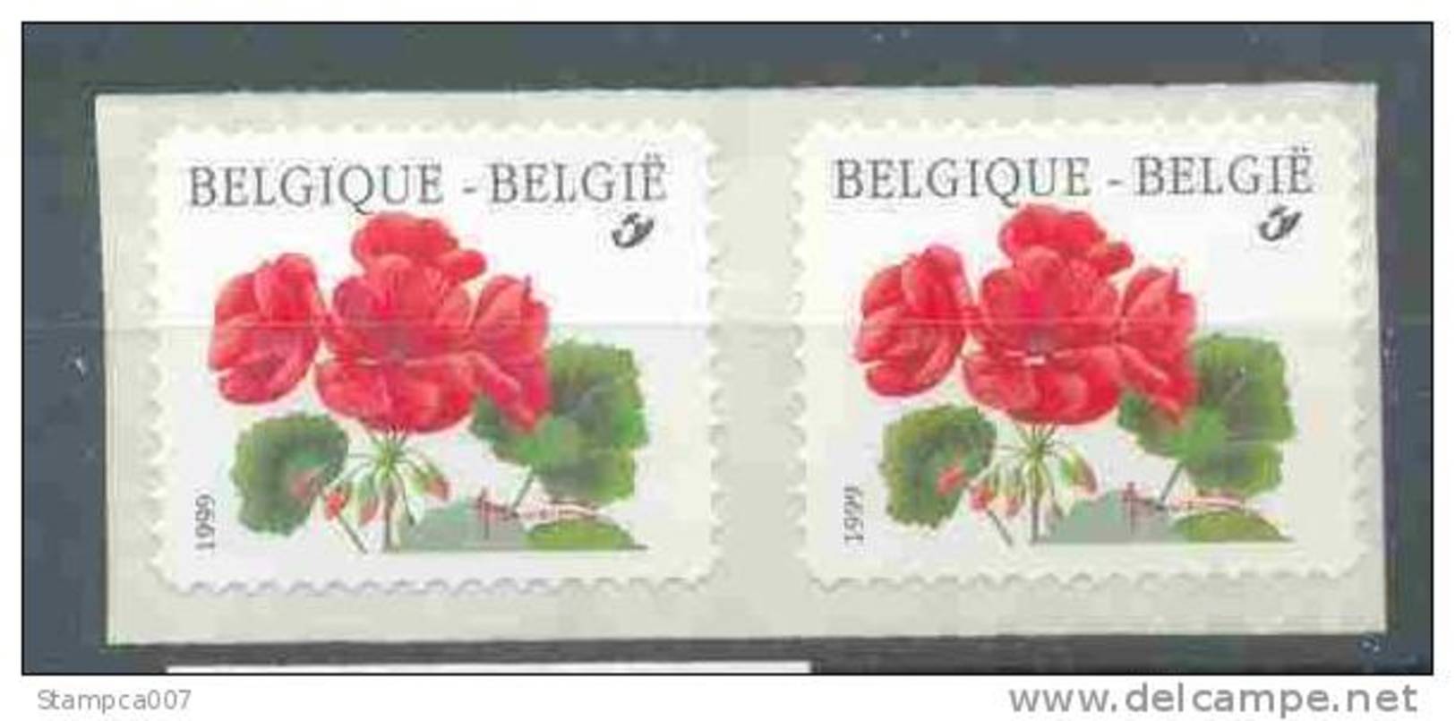 R90b ( OCB Nr 2854) Buzin Geranium Flora Strip Van 2 - Coil Stamps