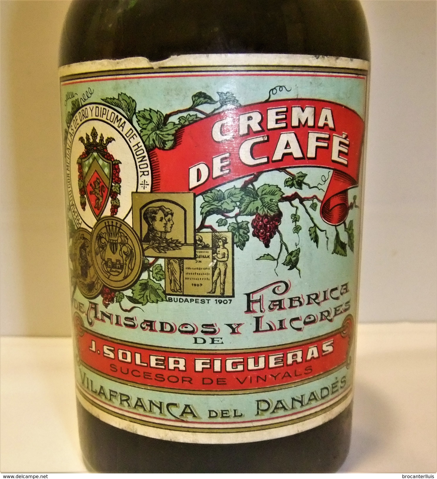 ANTIGUA BOTELLA DE CREMA DE CAFÉ  J.SOLER FIGUERAS - Spiritueux