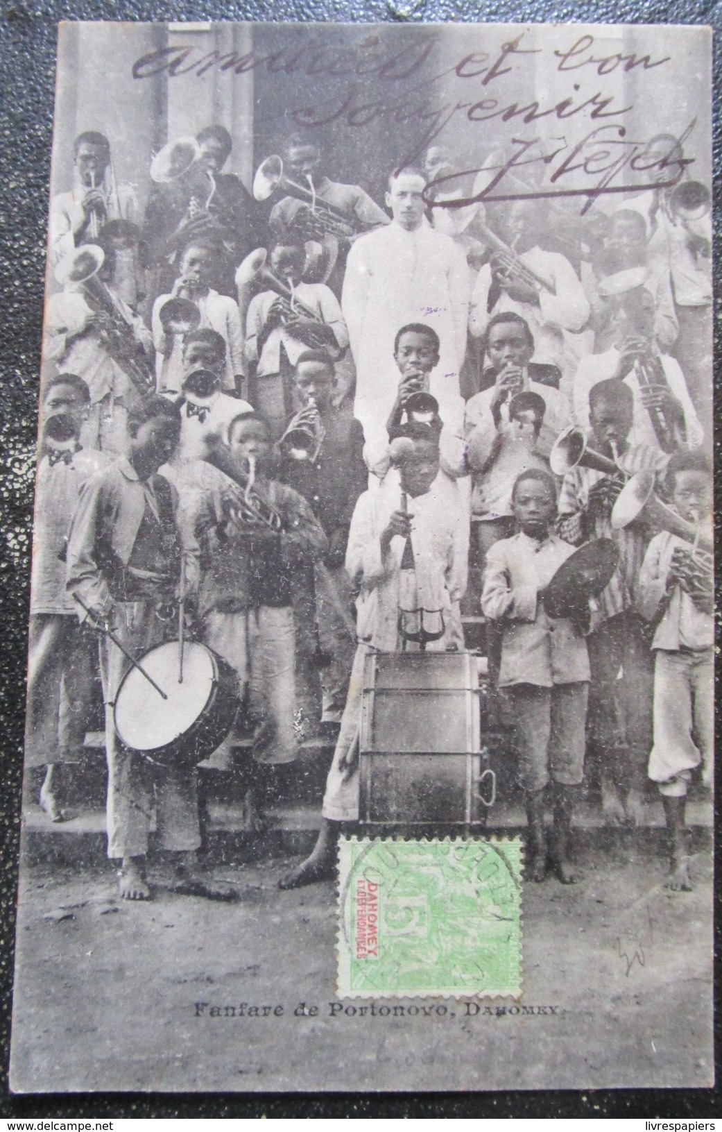 Dahomey Benin Fanfare De Portonovo Porto Novo  Cpa Timbrée - Dahomey