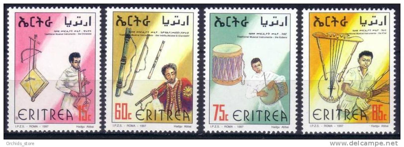 ERITREA Erythrée 1997 MNH ** Traditional Musical Instruments - Strumenti Musicali Tradizionali - Eritrea