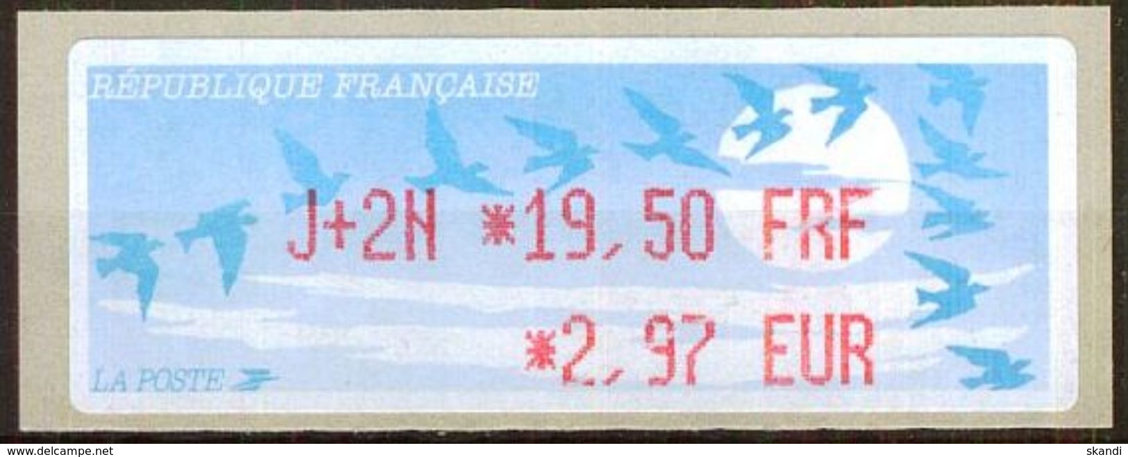 FRANKREICH 1999 Mi-Nr. ATM 13.1.1 B Z7 AUTOMATENMARKE  ** MNH - 1990 « Oiseaux De Jubert »