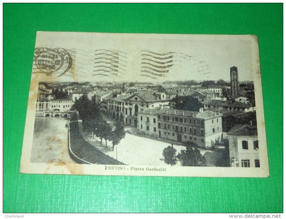 Cartolina Trevio - Piazza Garibaldi 1933 - Treviso