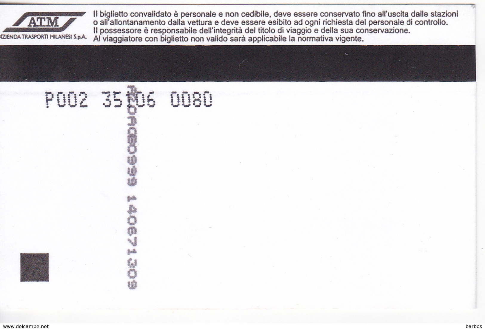 Italy , Milano  , Metro  Ticket  , 2015 - Europe