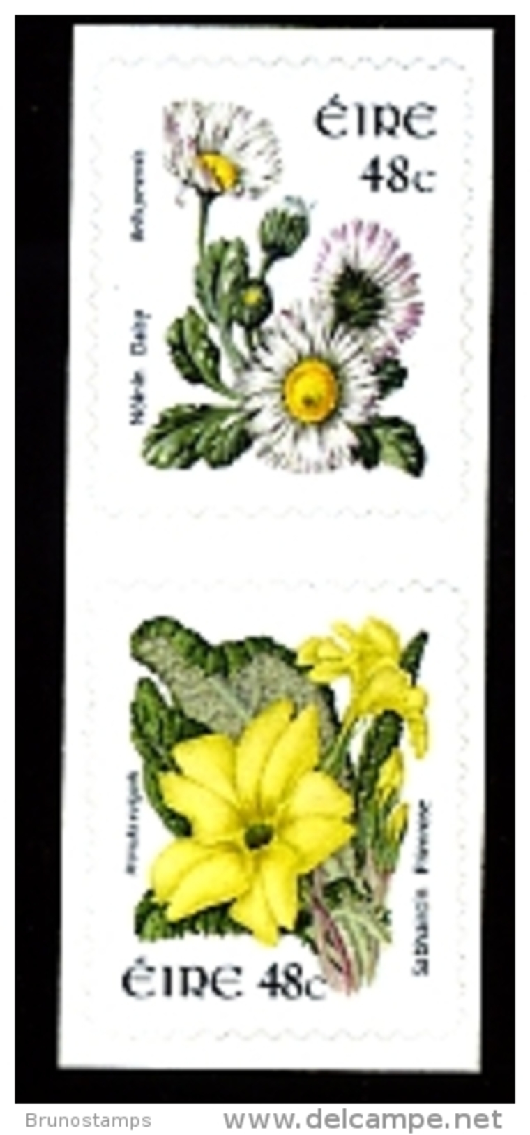 IRELAND/EIRE - 2004 48c. FLOWERS COIL PAIR SELF-ADHESIVE  NO HOSPHOR FRAME MINT NH - Nuovi