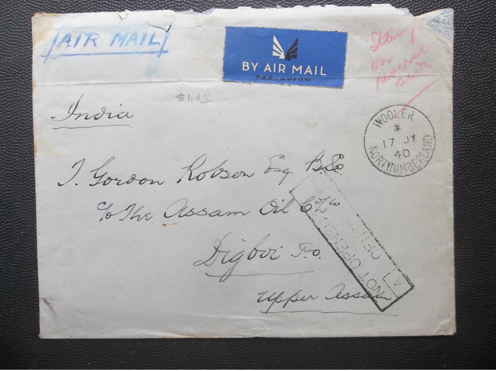 Great Britain: 1940 Air Cover (Not Opened By Censor) To India (#BR1) - Covers & Documents