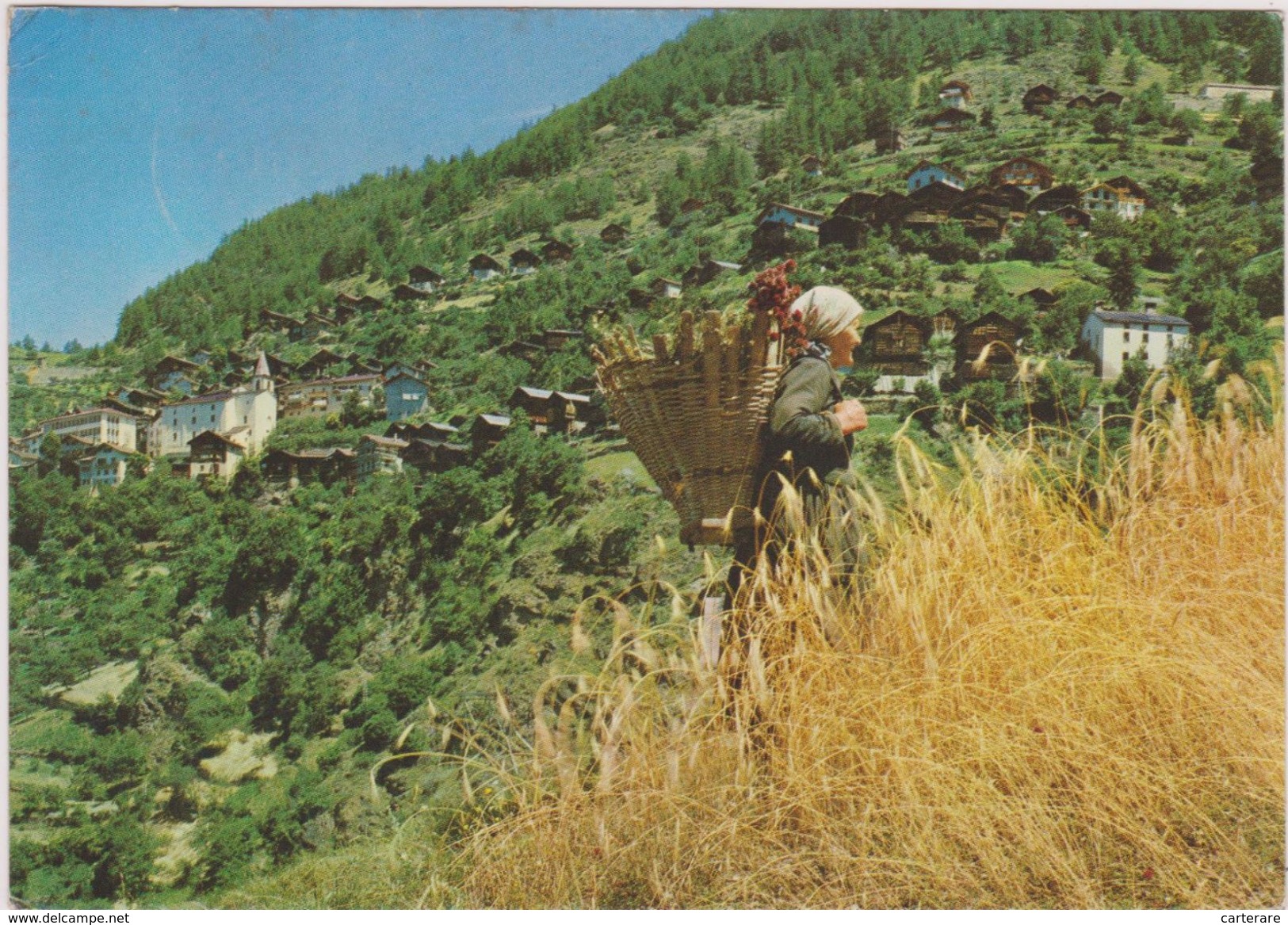 SUISSE,HELVETIA,SWITZERLAND,SVIZZERA,VALAIS,VALLEE ALPINE FERRAZ,ISERABLES,PRES NENDAZ,HABITANTE,FEMME AU TRAVAIL - Nendaz