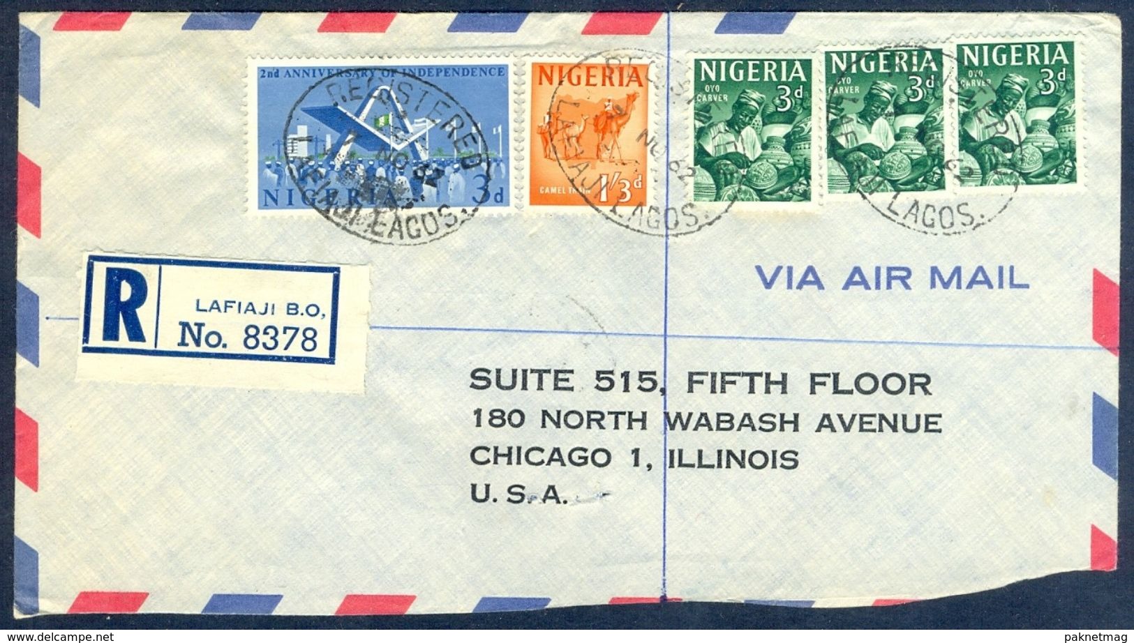 G68- Postal Used Cover. Posted From Nigeria To USA. Oyo Carver. Camel. 2nd Anvi Of Independence. - Nigeria (1961-...)