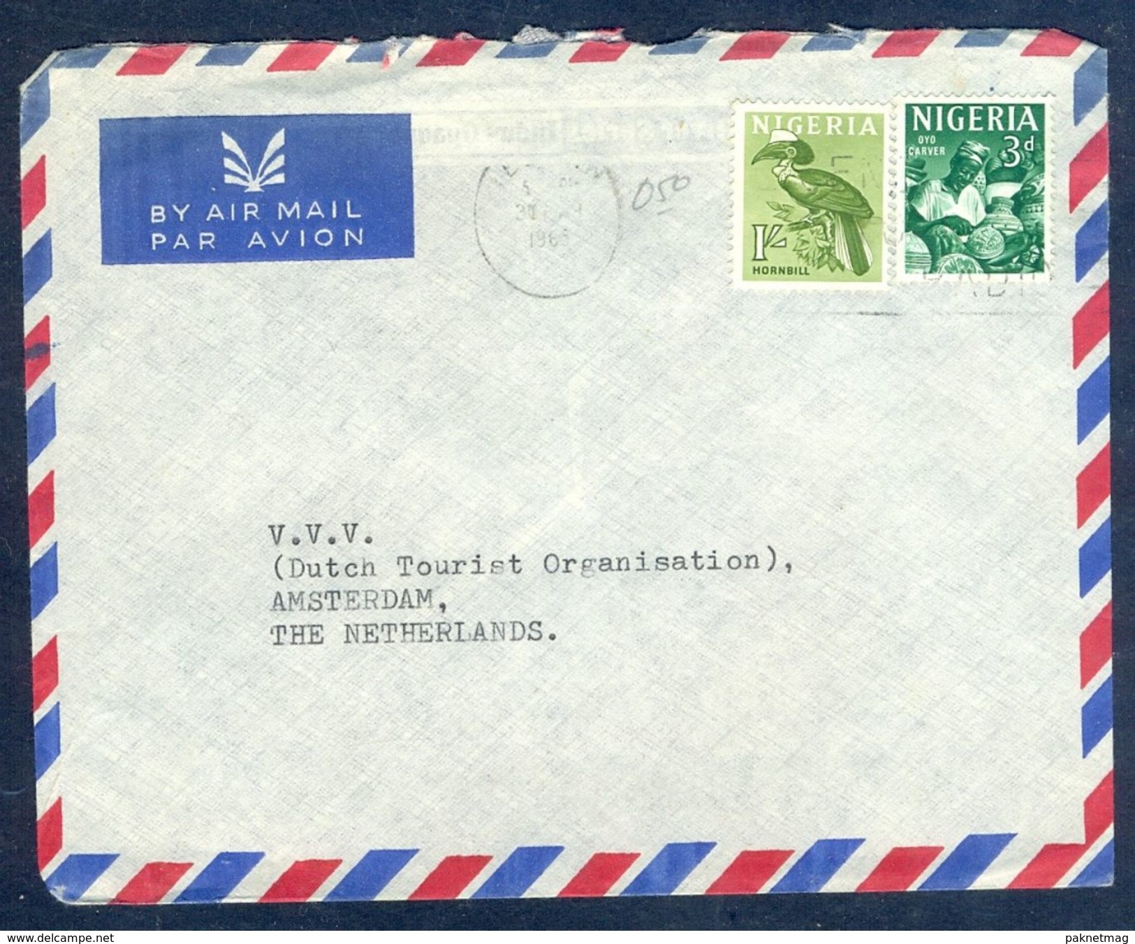 G70- Postal Used Cover. Posted From Nigeria To Netherlands. Birds. Hornbill. Oyo Carver. - Nigeria (1961-...)