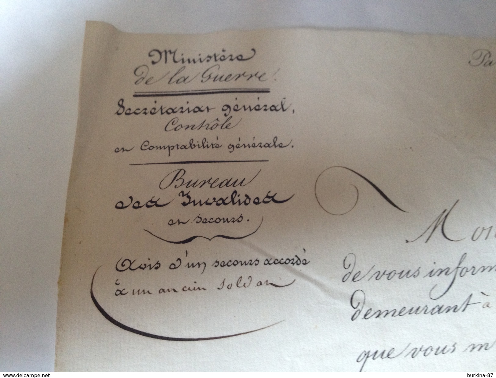 Ministere De La Guerre , 1840, Courrier à Tixier, Député De La Hte Vienne ,pour Secours, Marval,87 - Dokumente