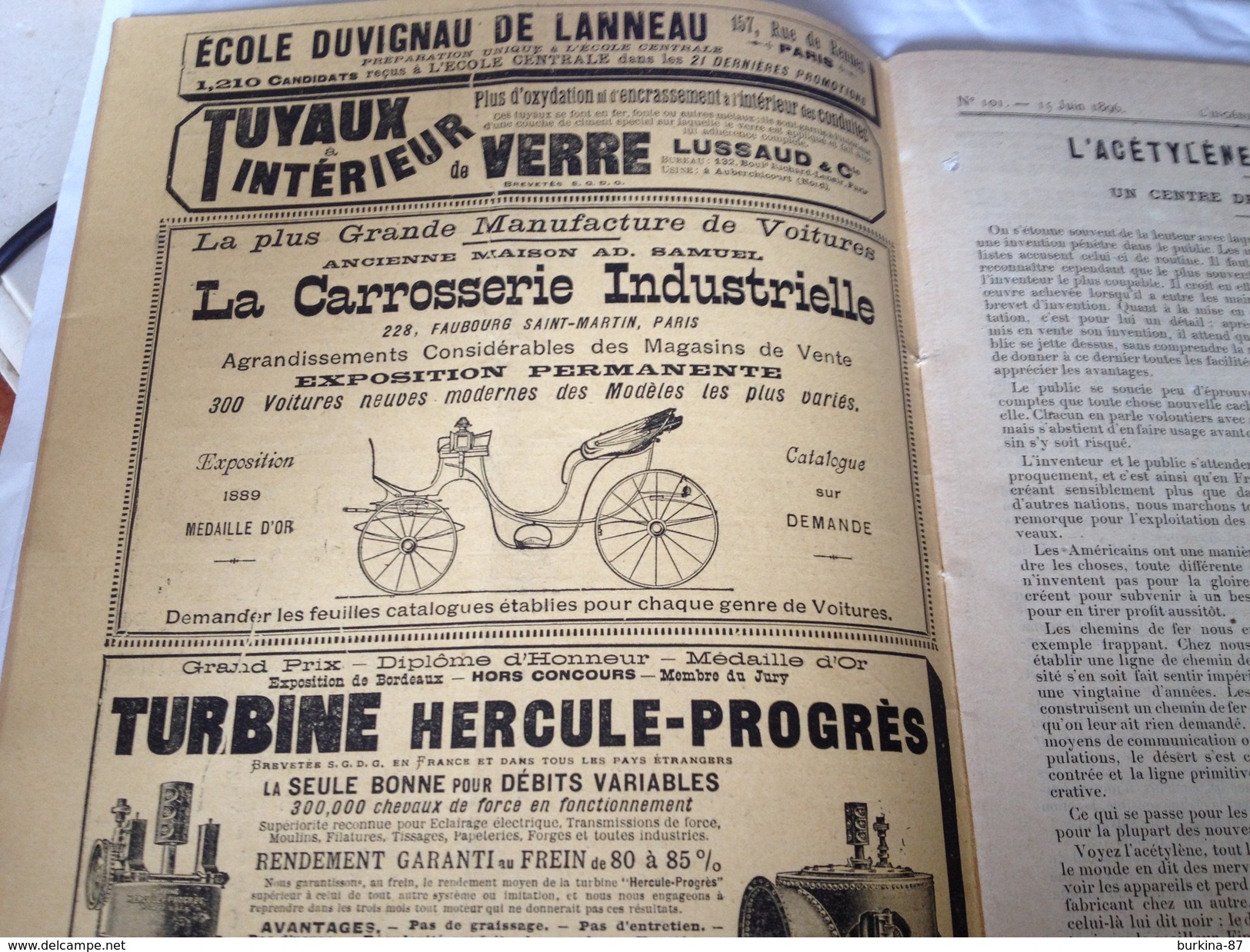 l'INGENIEUR CIVIL, 1896 , journal d'application et de vulgarisation des découvertes les plus récentes