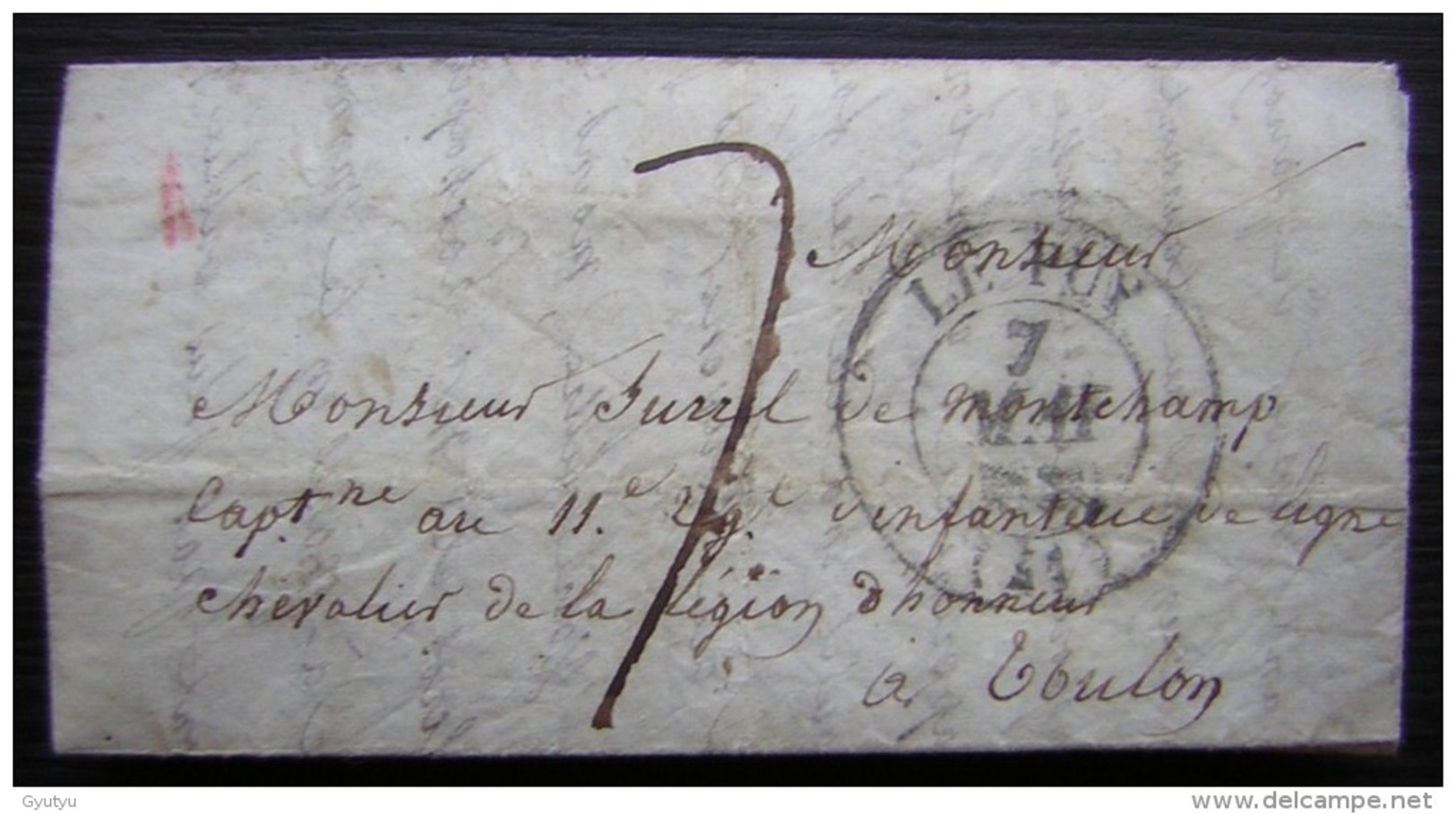 1839 Lettre à Surrel De Montchamp Capitaine Au 11eme Régiment D'infanterie De Ligne à Toulon - Manuscripts