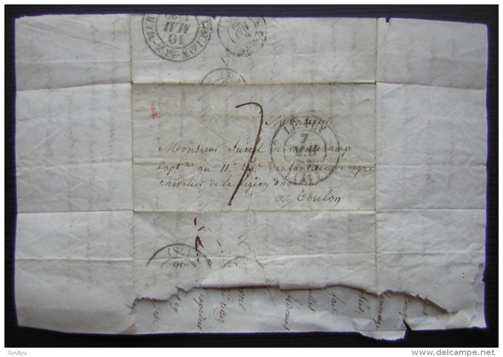 1839 Lettre à Surrel De Montchamp Capitaine Au 11eme Régiment D'infanterie De Ligne à Toulon - Manoscritti