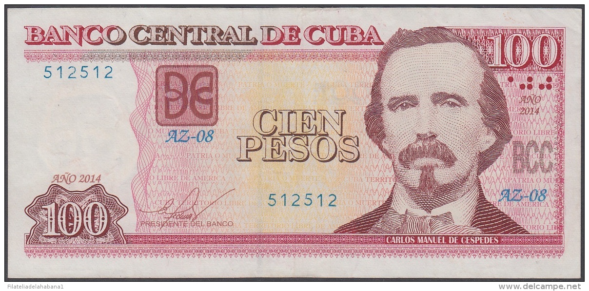 2014-BK-27 CUBA 100$ 2014 CESPEDES. REPLACEMENT REEMPLAZO "AZ" XF. - Cuba