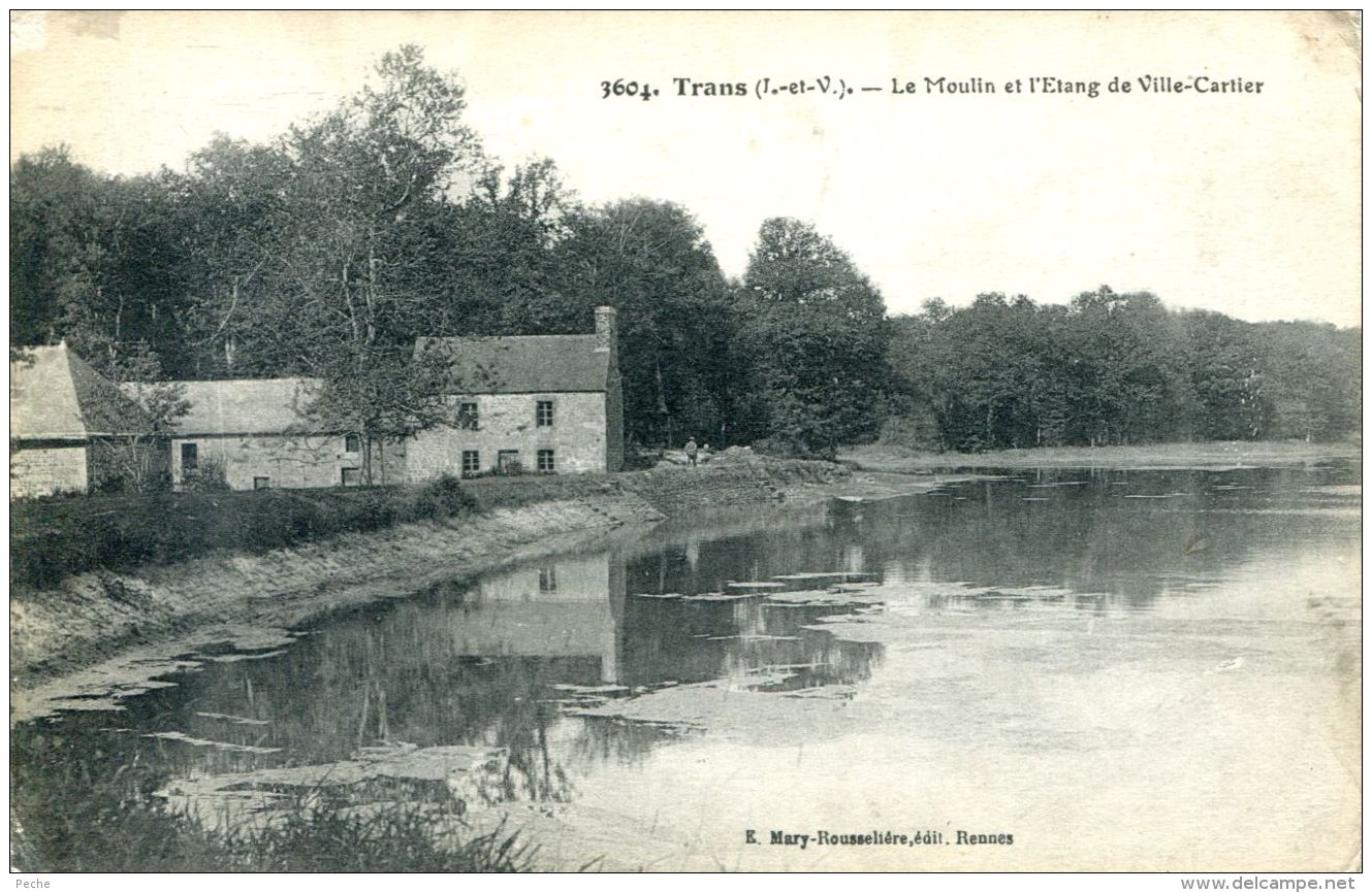 N°53918 -cpa Trans (35) Le Moulin Et L'étang De Ville Cartier- - Moulins à Eau