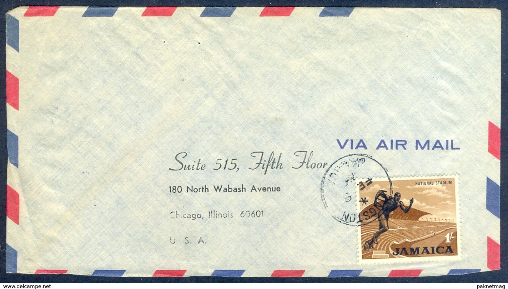 G144- Postal Used Cover. Posted From Jamaica To USA. National Stadium. Sports. - Jamaica (1962-...)