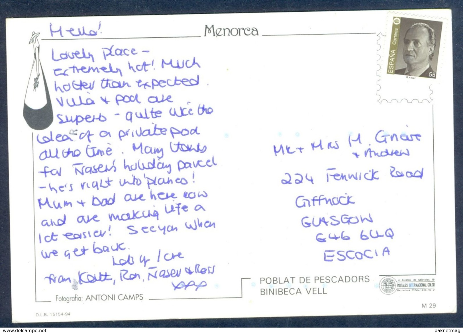 G162-  Postal Used Post Card. Posted From Espan To England. UK. Spain. - Other & Unclassified