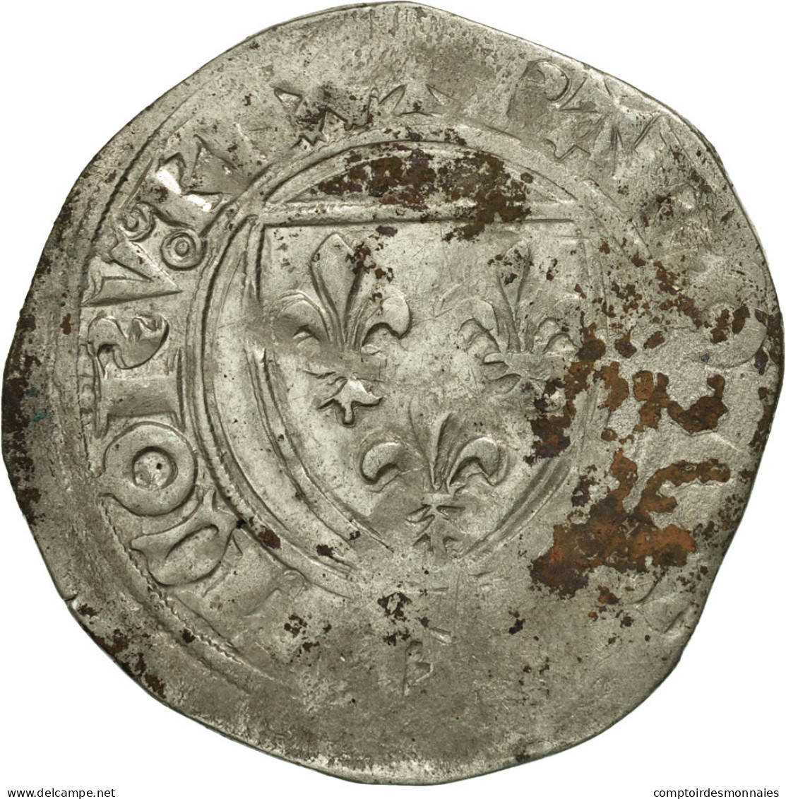 Monnaie, France, Charles VI, Blanc Guénar, Saint-Pourçain, TTB, Billon - 1380-1422 Charles VI Le Fol