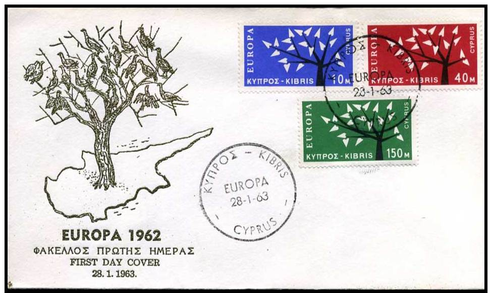 (E1419)  Grieks Cyprus  - FDC - Europa CEPT 1962 - 1962