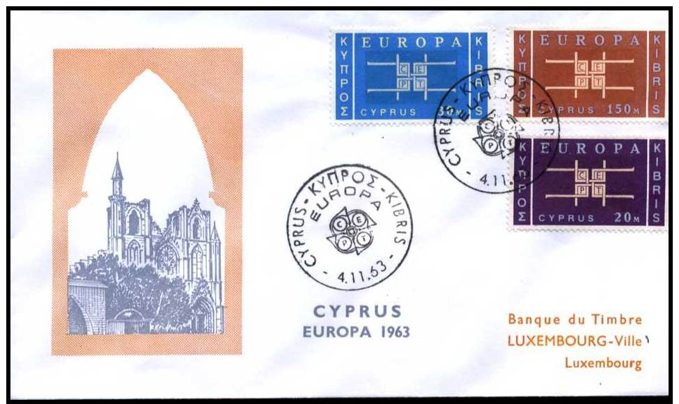 (E1424)  Grieks Cyprus  - FDC - Europa CEPT 1963 - 1963