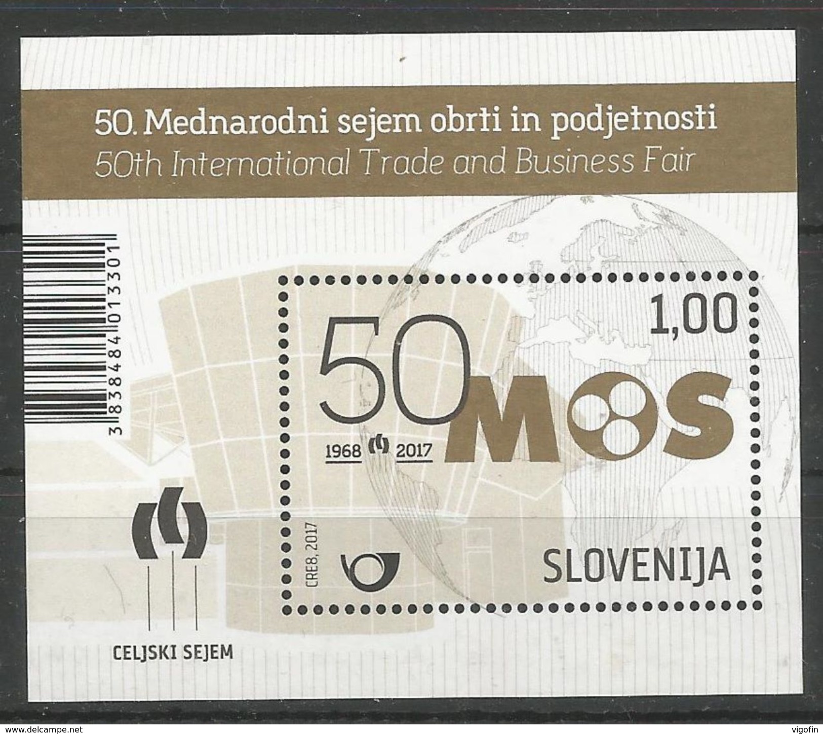 SI 2017-12 50A°M O S, SLOVENIA, S/S, MNH - Slovénie