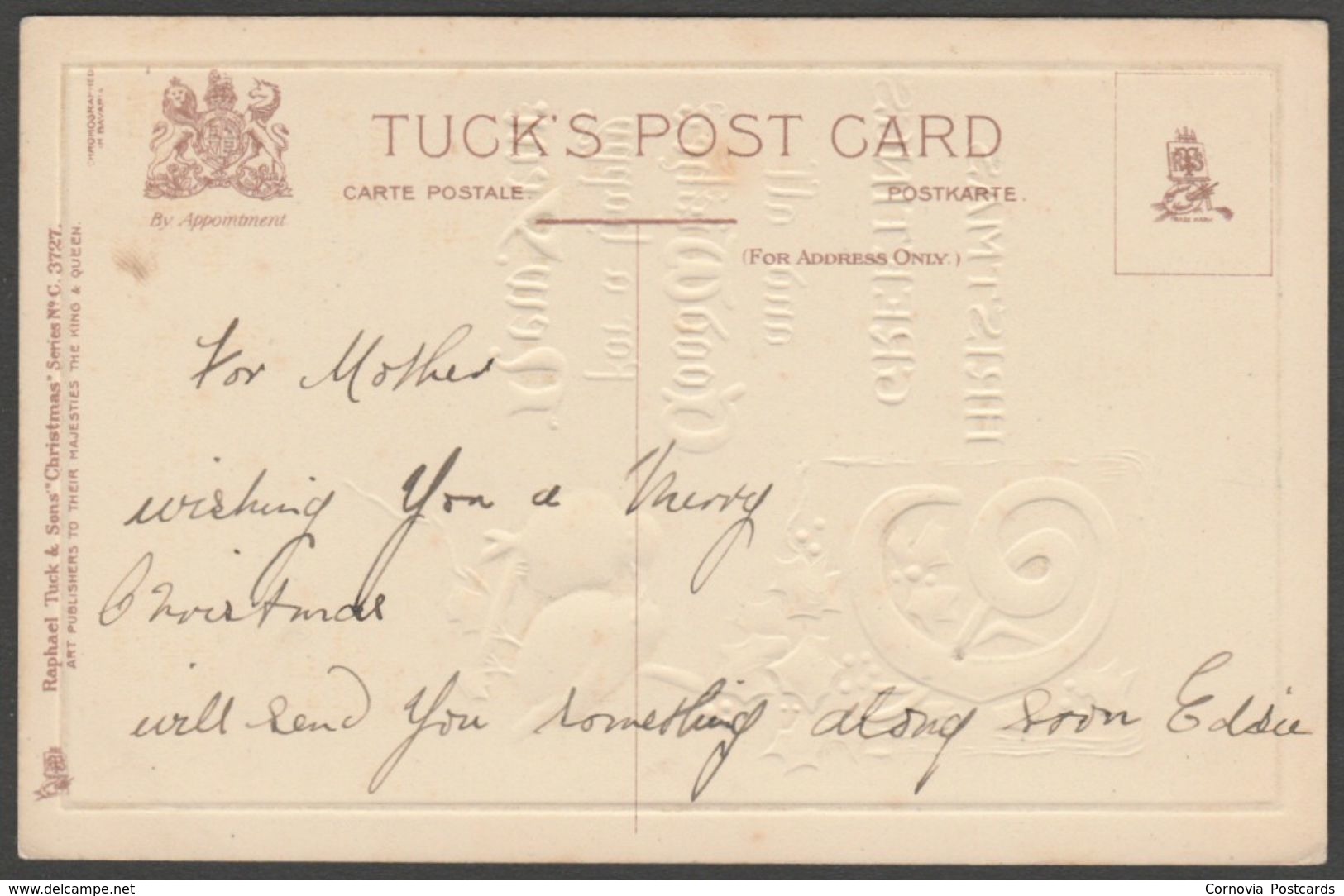 Christmas Greetings And A Happy New Year, C.1910 - Embossed Tuck's Postcard - Other & Unclassified