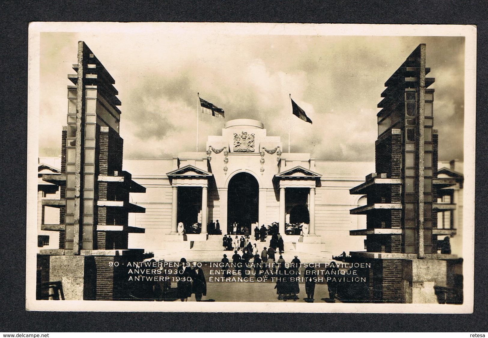 ) OUDE POSTKAART ANTWERPEN  WERELDTENTOONSTELLING  1930 INGANG BRITSCH PAVILJOEN - Antwerpen