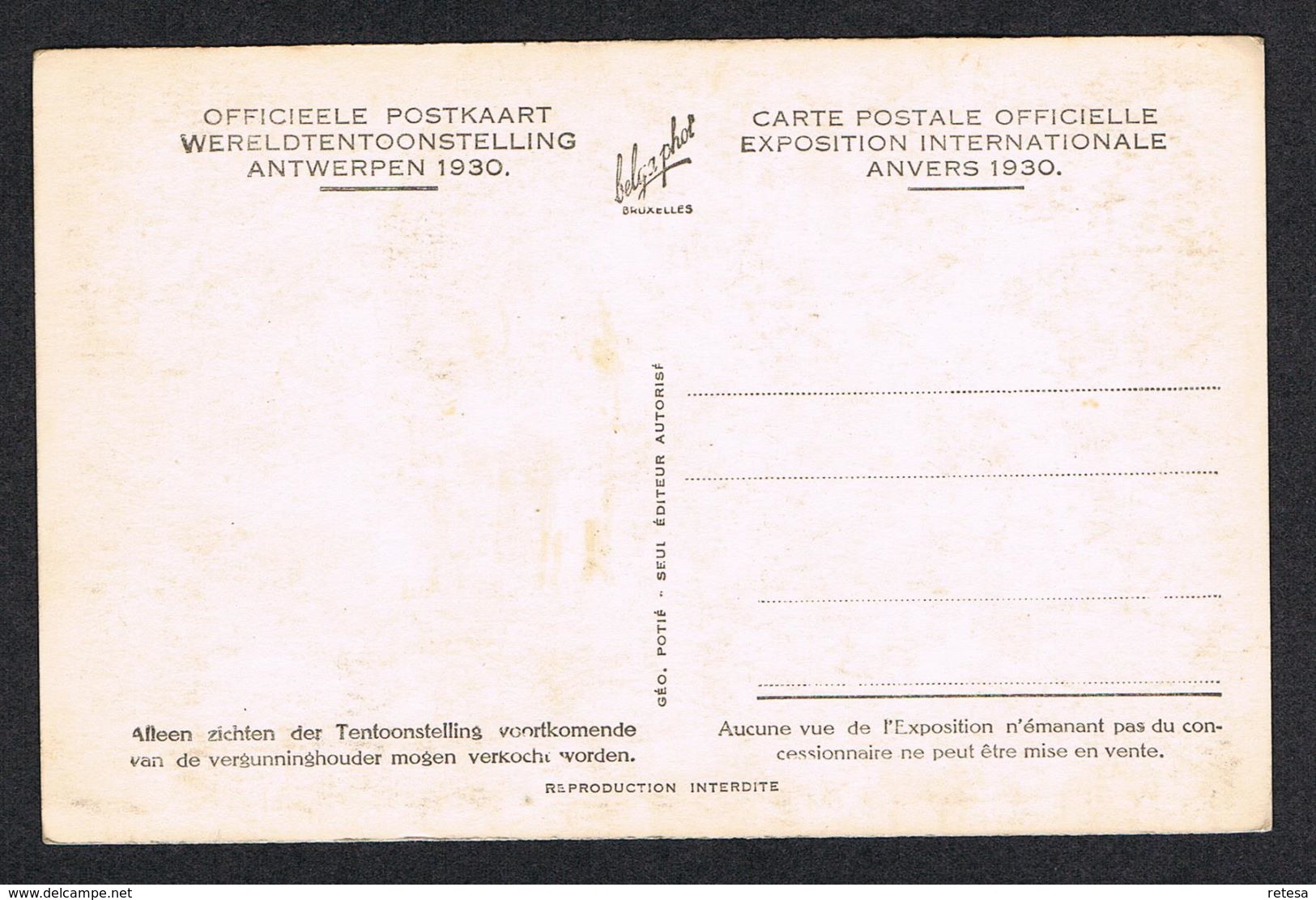 ) OUDE POSTKAART ANTWERPEN  WERELDTENTOONSTELLING  1930 INGANG BRITSCH PAVILJOEN - Antwerpen