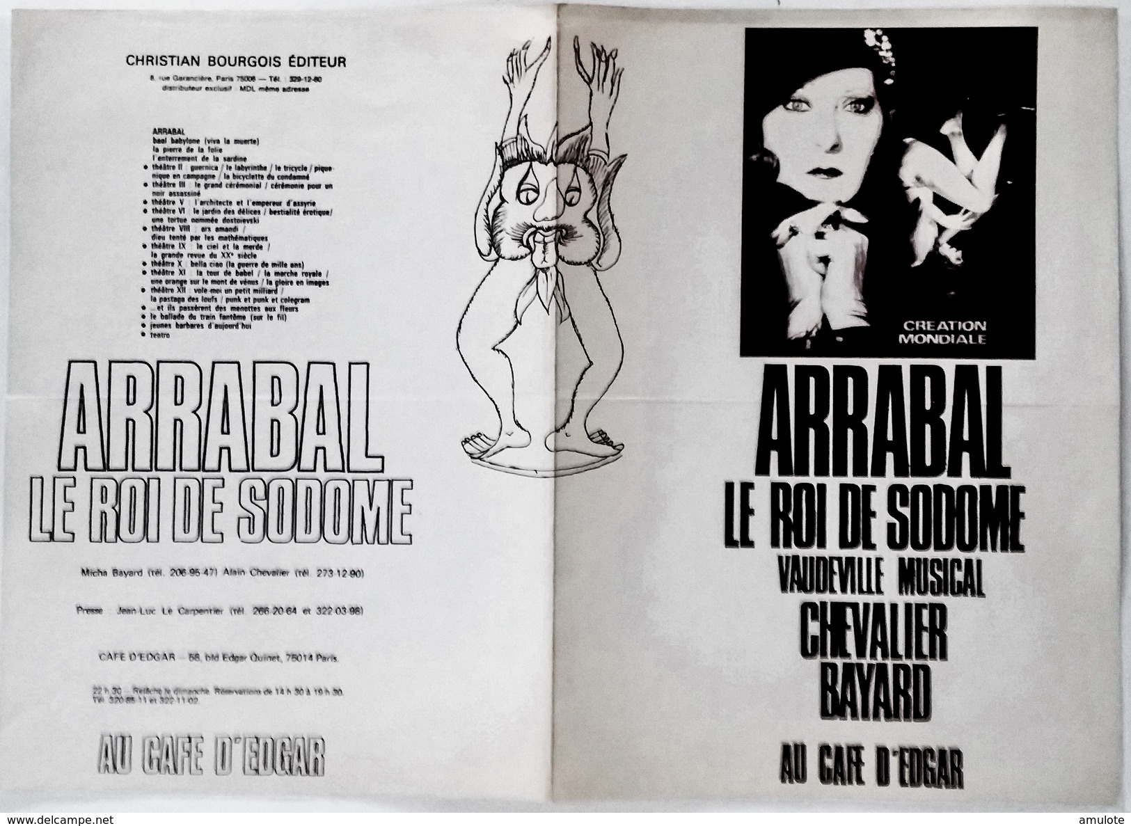 Ancien Programme LE ROI DE SODOME D'Arrabal Café D'Edgar à Paris - Programme