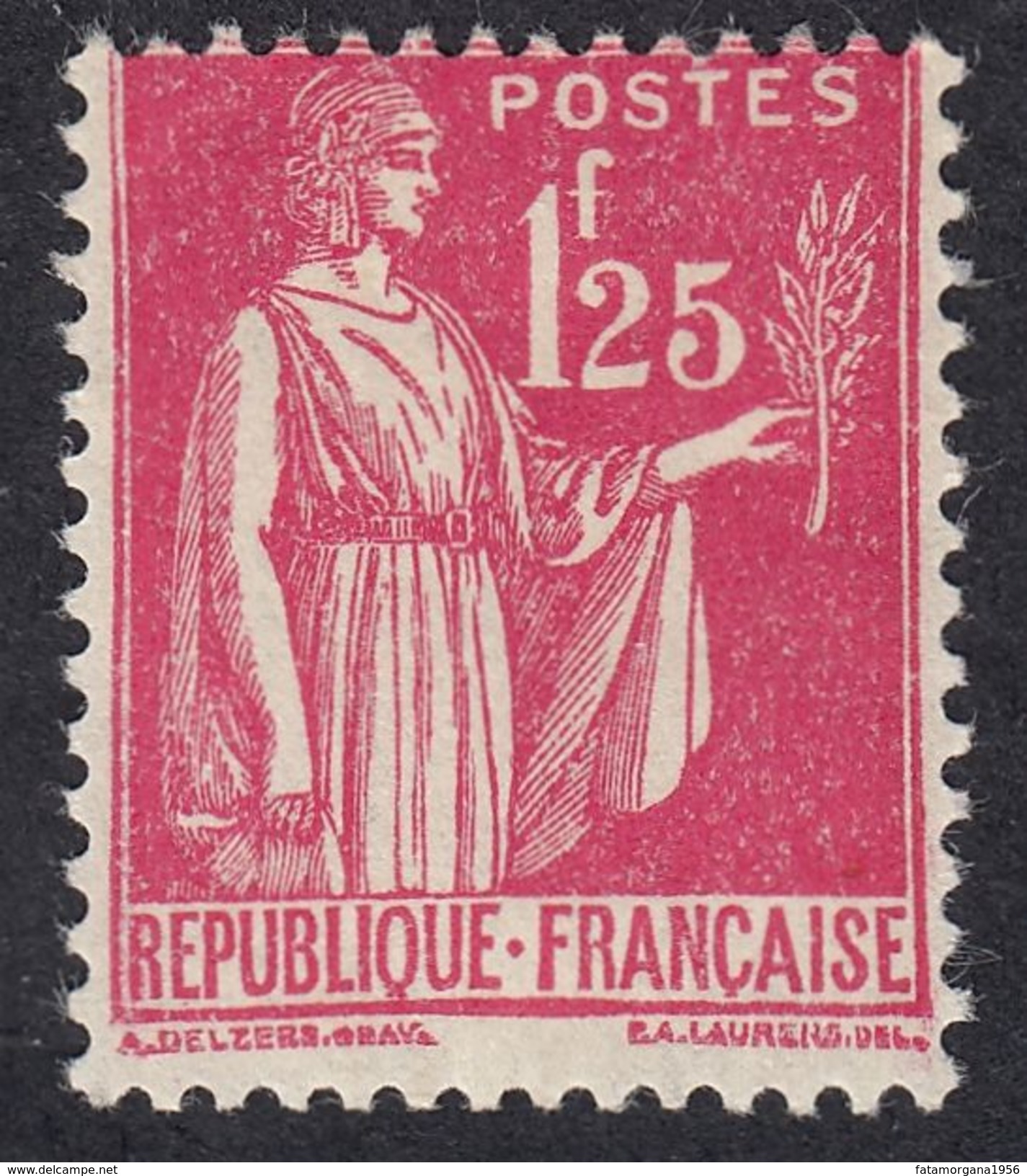 FRANCE Francia Frankreich - 1939 - Yvert 370 Nuovo Con Traccia Di Linguella, Paix, 1,25 F, Rosa. - 1932-39 Frieden