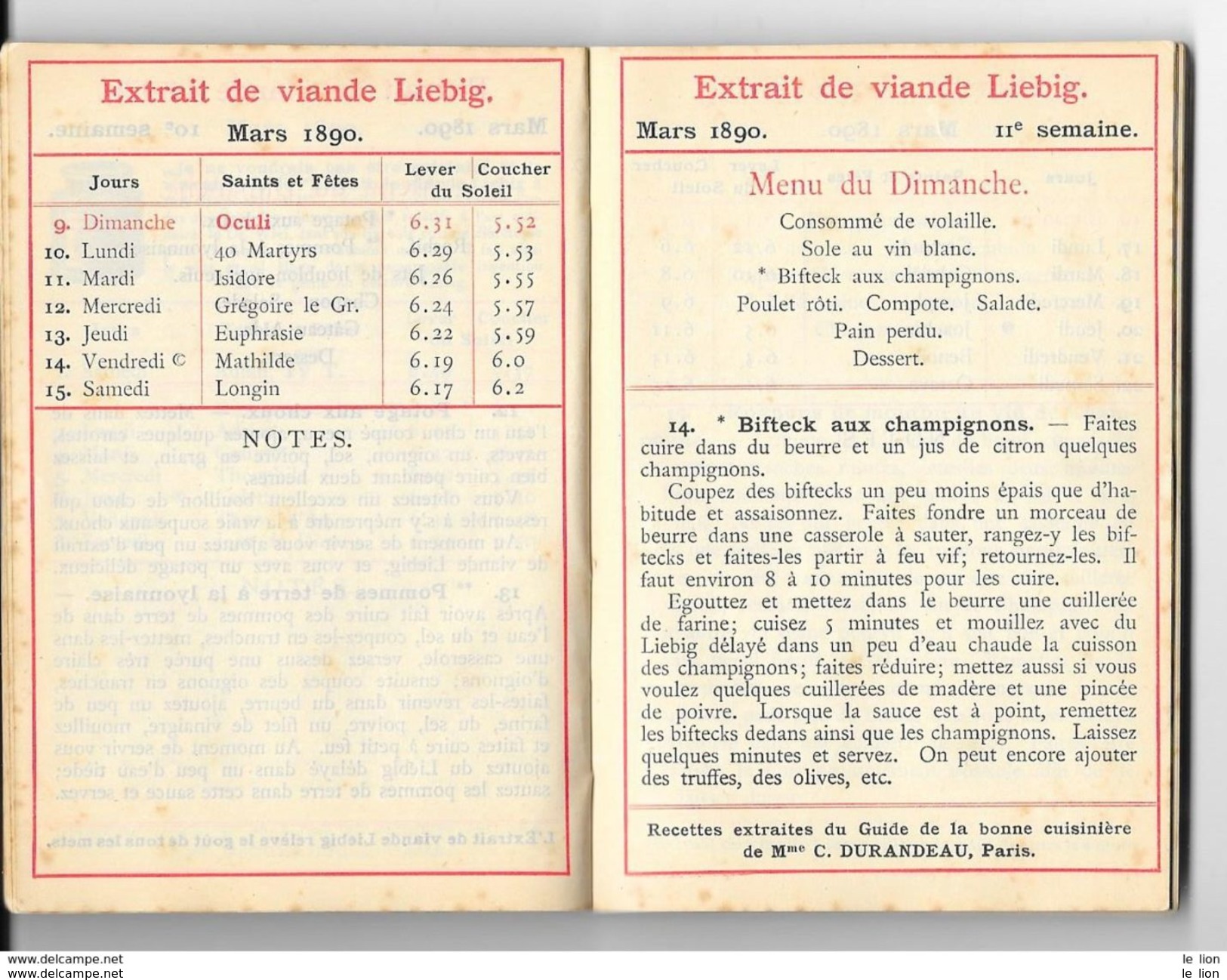 RARITA' CALENDIER Pour Ménage Offert Par La COMPAGNIE LIEBIG 1890 - 120 Pag- Mis. 8,2x11,9 - BUONO STATO - Formato Grande : ...-1900