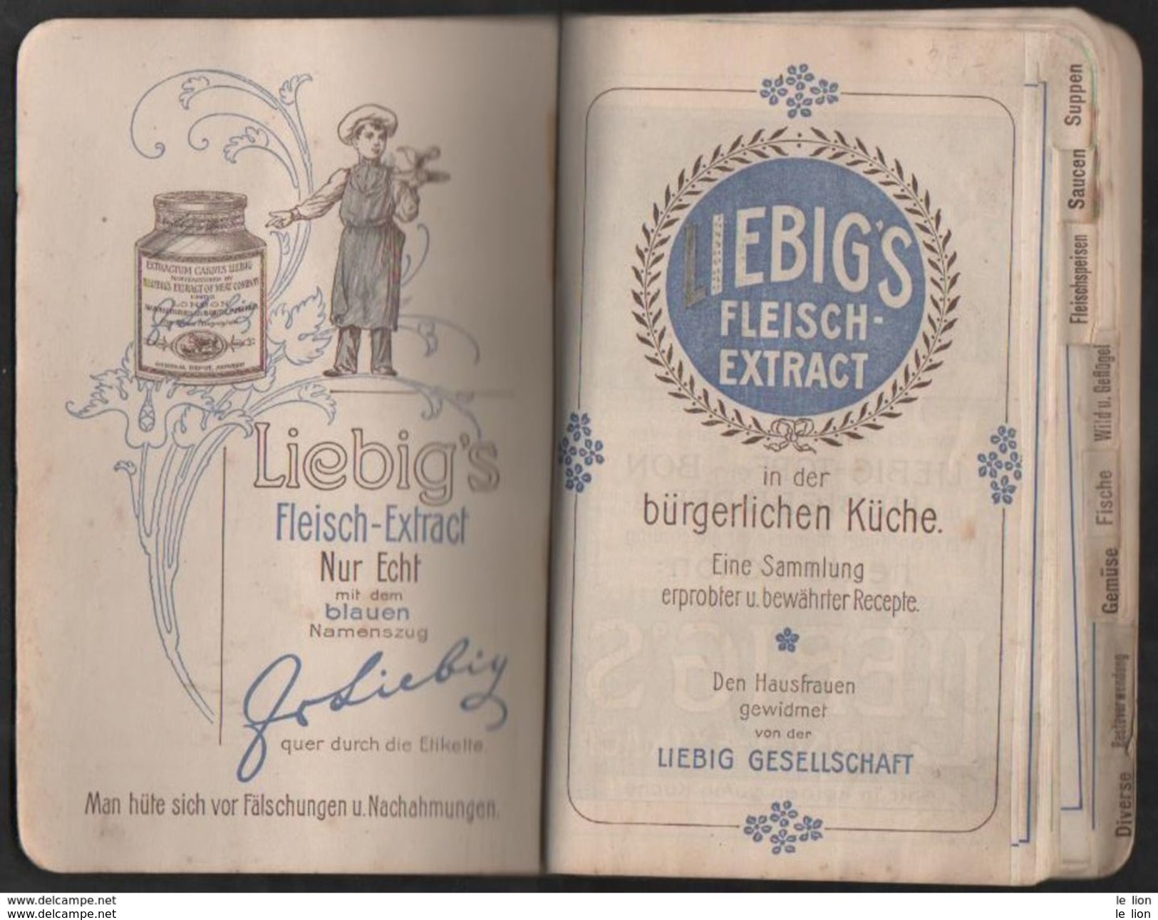 RARO LIEBIG'S Fleisch-Extract In Der Burgerlichen Kuche 1903 - 68 Pagine Mis.11x16,8 PERFETTO - Big : 1901-20