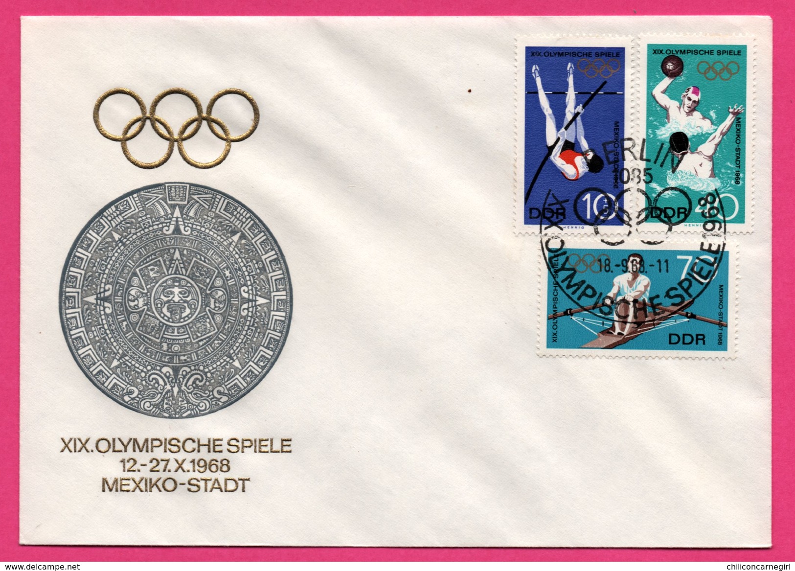 FDC - J.O. - Waterpolo - Canoë - Saut En Hauteur - Mexiko - Berlin - Olympische Spiele Mexiko Stadt 1968 - DDR - Zomer 1968: Mexico-City